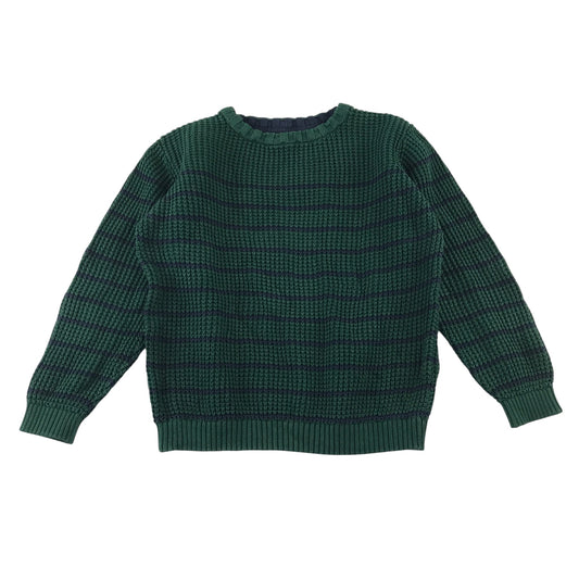 M&S 9-10 years green and navy stripy jumper cotton