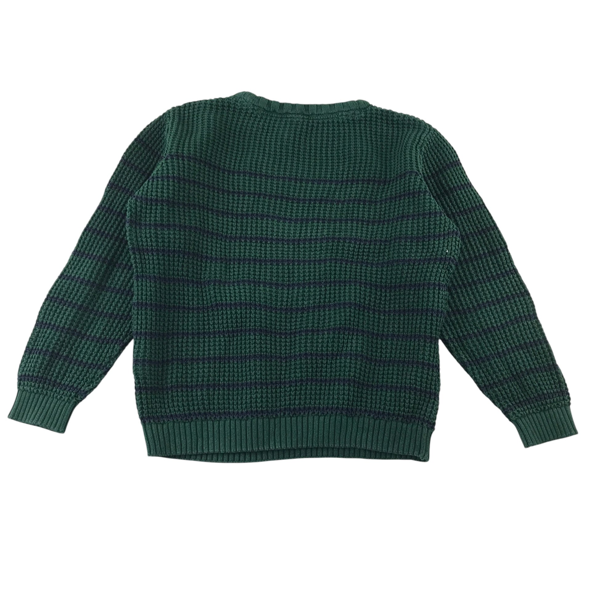 M&S 9-10 years green and navy stripy jumper cotton