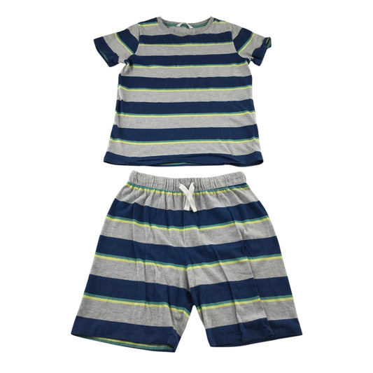 M&S 9-10 years grey stripe pyjama set cotton viscose
