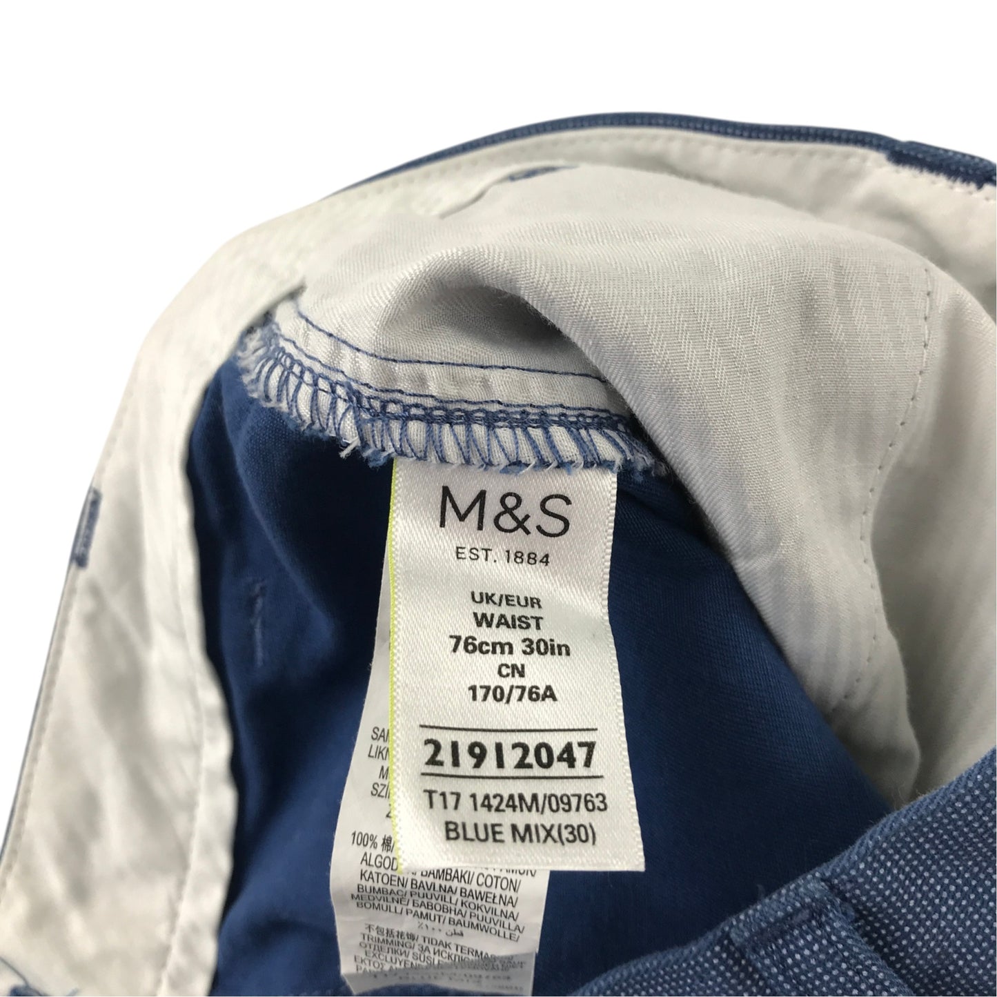 M&S S blue shorts cotton