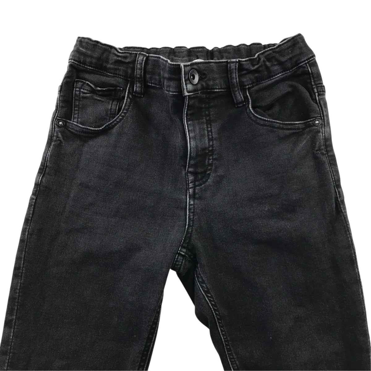 M&S 10-11 years black denim jeans slim cotton polyester elastane
