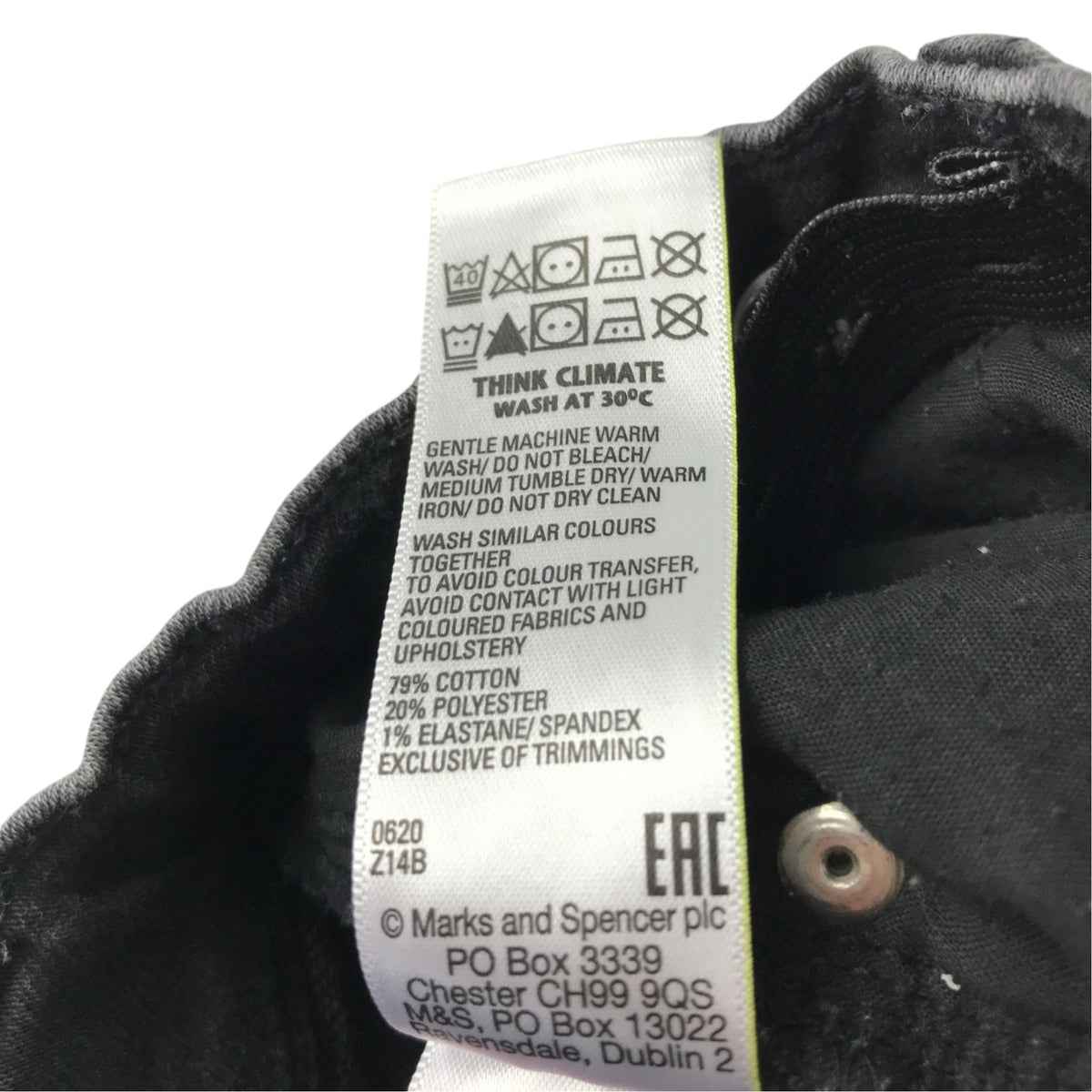 M&S 10-11 years black denim jeans slim cotton polyester elastane