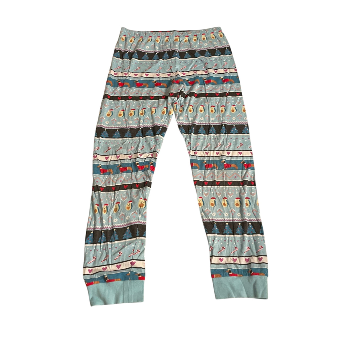 M&S 10-11 years light blue pyjama set Christmas avocado cotton