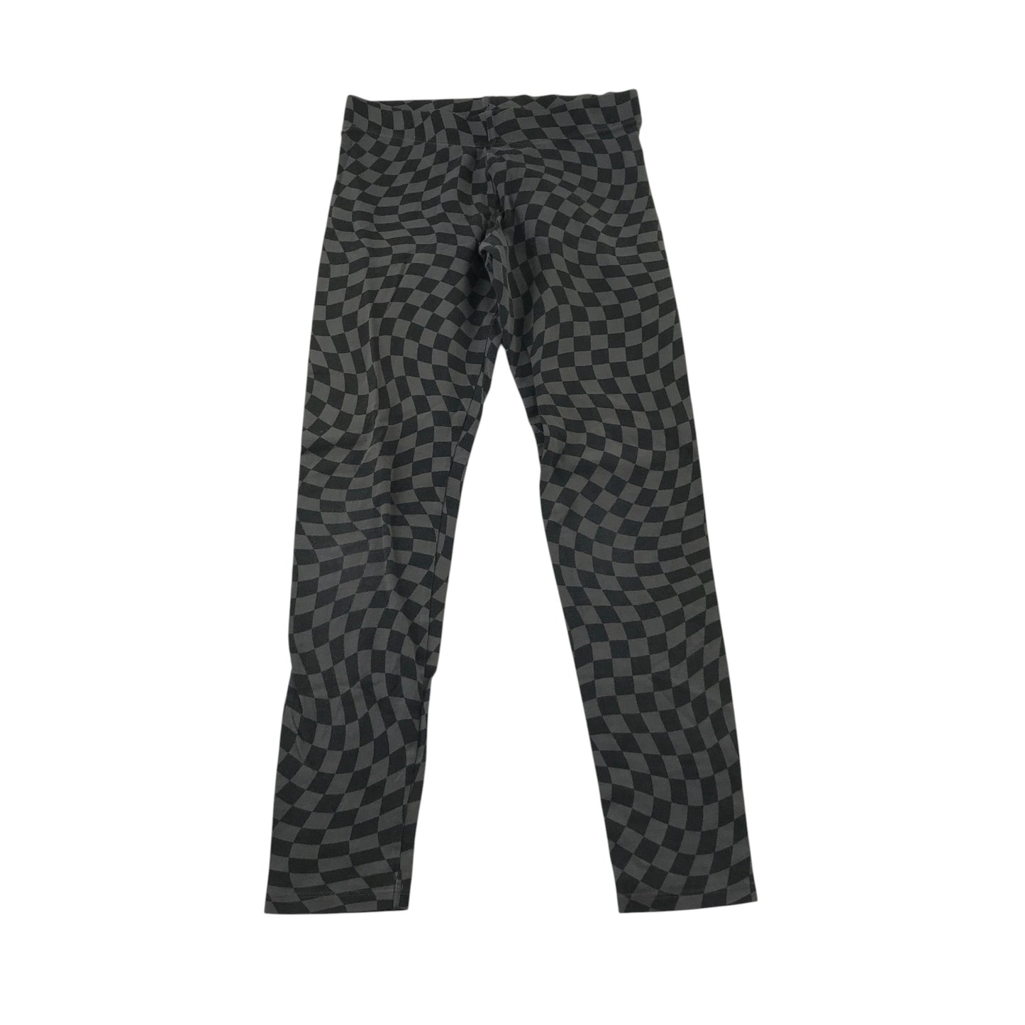M&S 11-12 years black and grey check pattern leggings cotton elastane