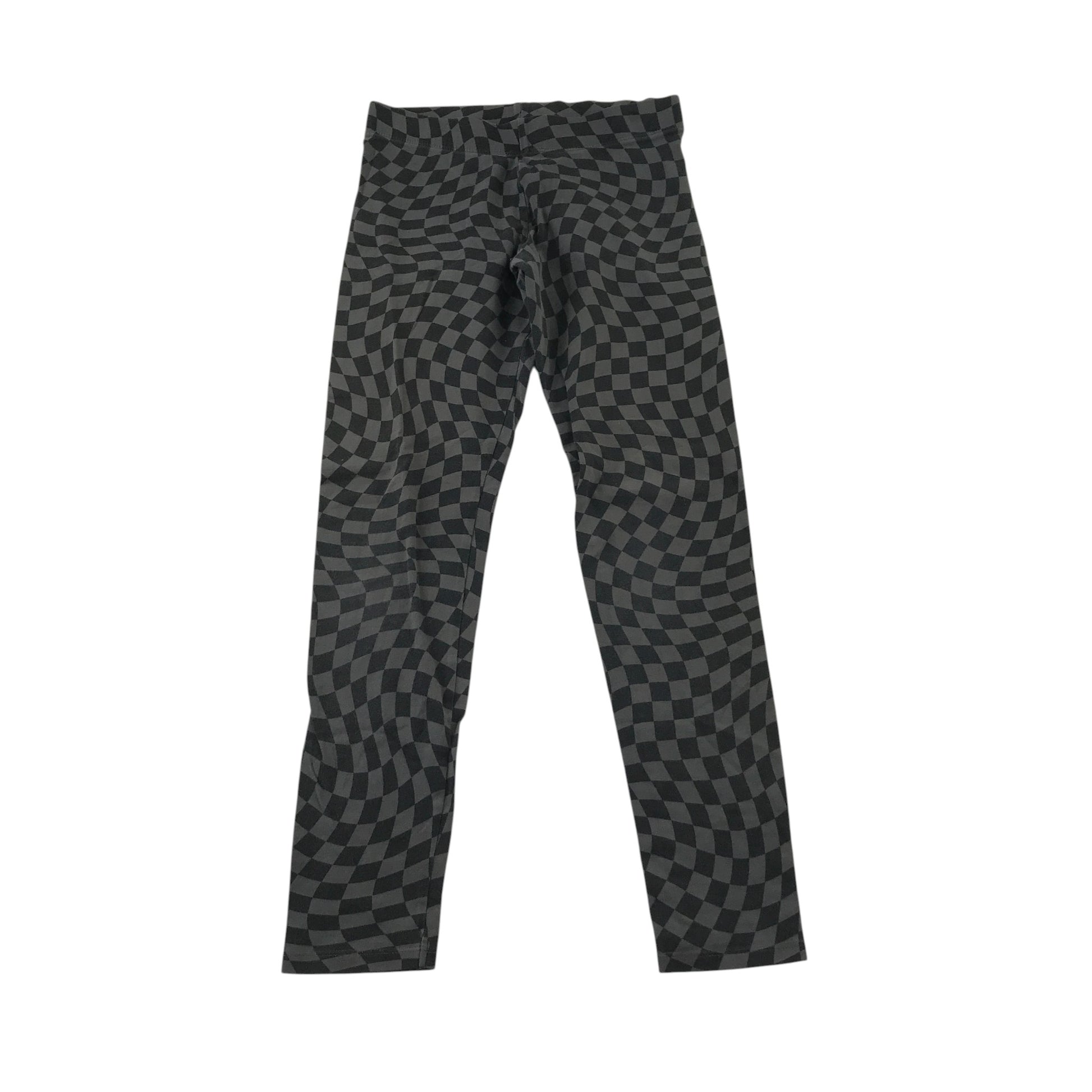 M&S 11-12 years black and grey check pattern leggings cotton elastane