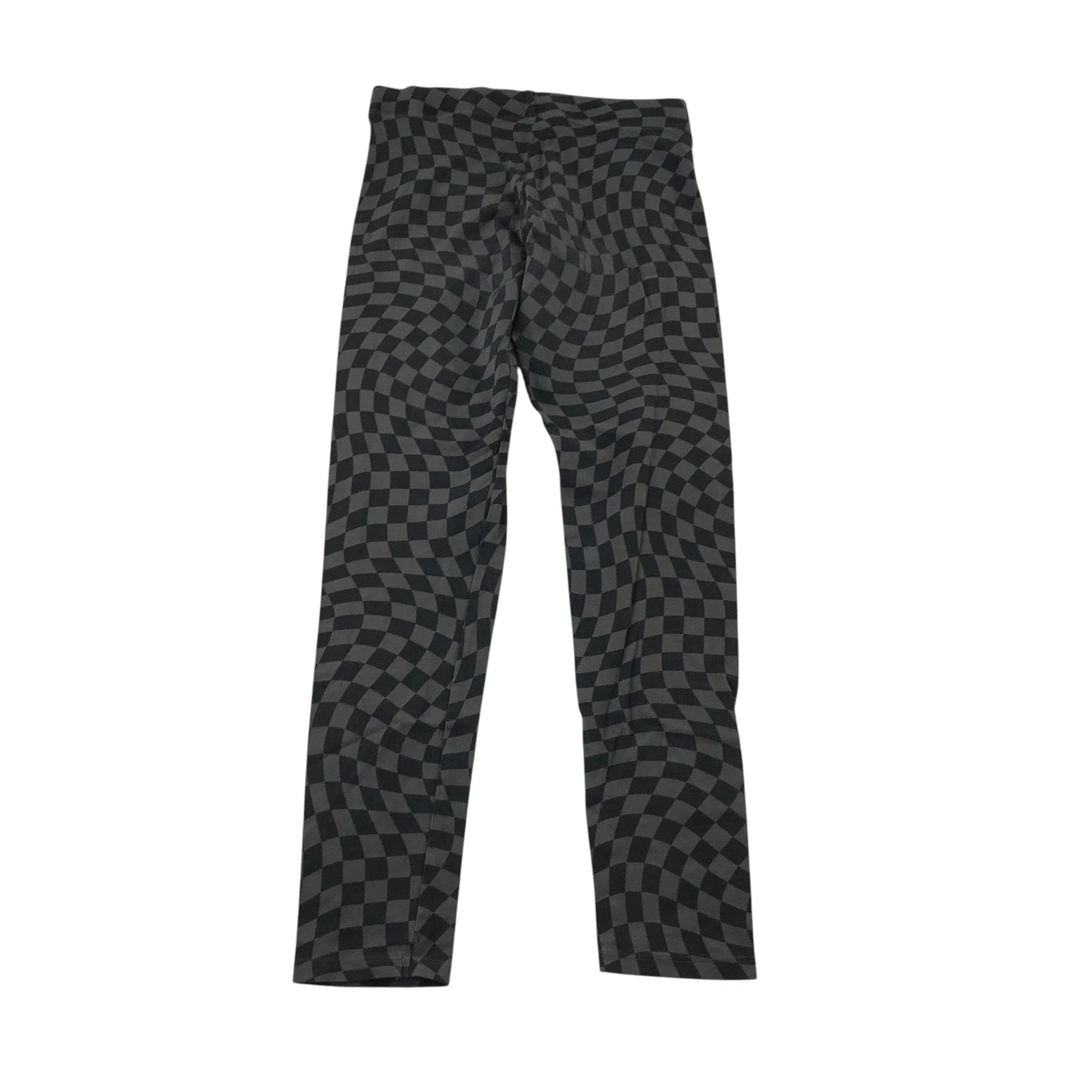M&S 11-12 years black and grey check pattern leggings cotton elastane