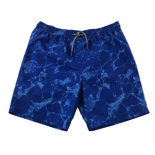 M&S 11-12 years blue swim trunks tie dye polyester