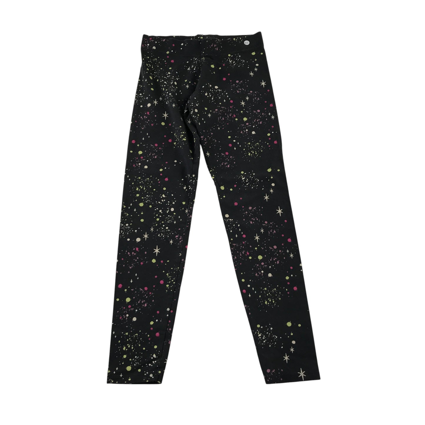 M&S 11-12 years charcoal cellestial splash pattern leggings cotton elastane