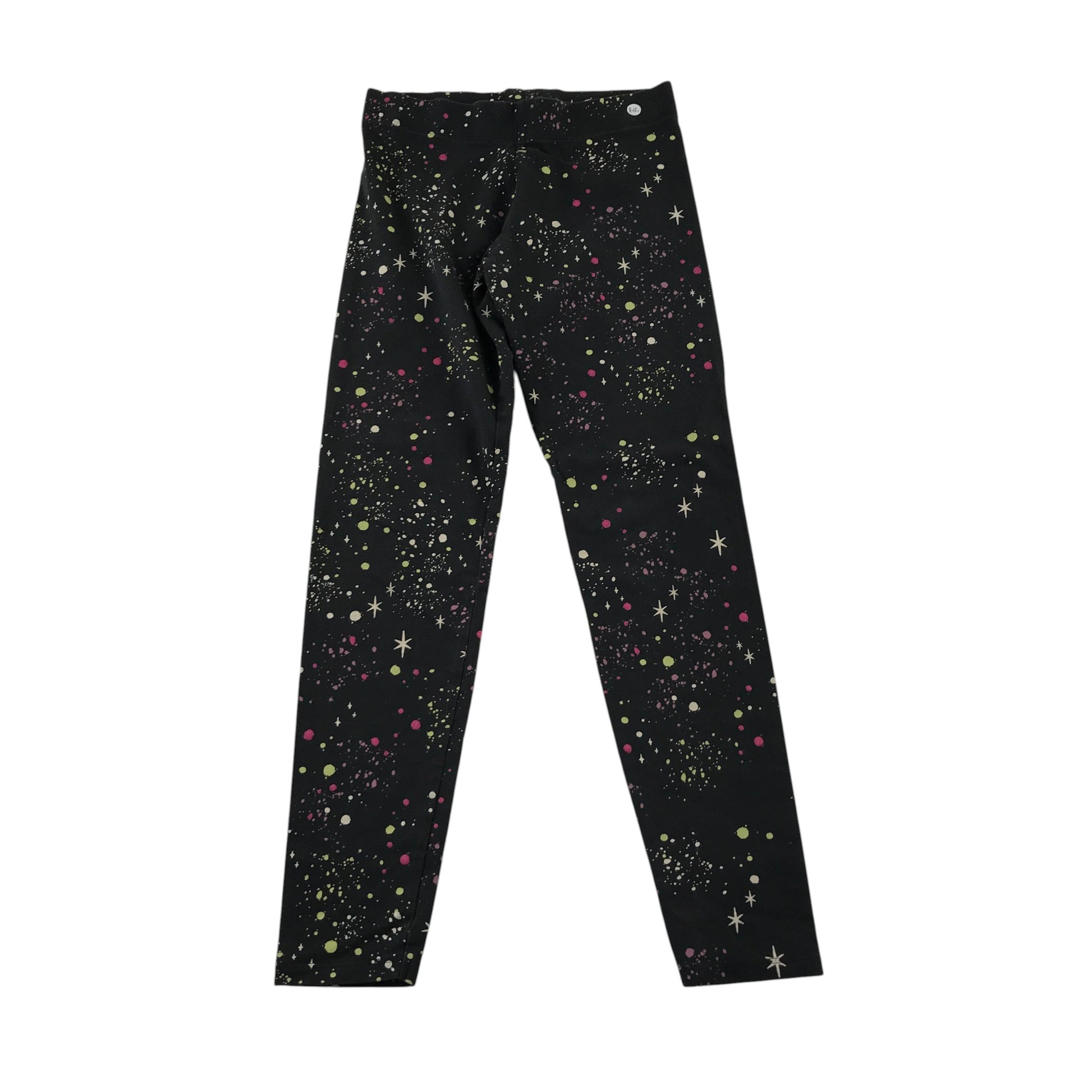 M&S 11-12 years charcoal cellestial splash pattern leggings cotton elastane
