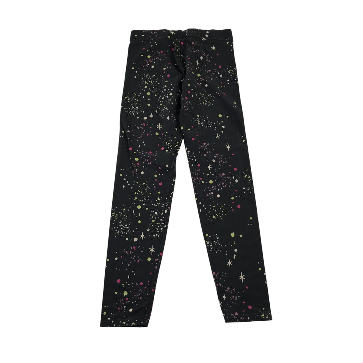 M&S 11-12 years charcoal cellestial splash pattern leggings cotton elastane