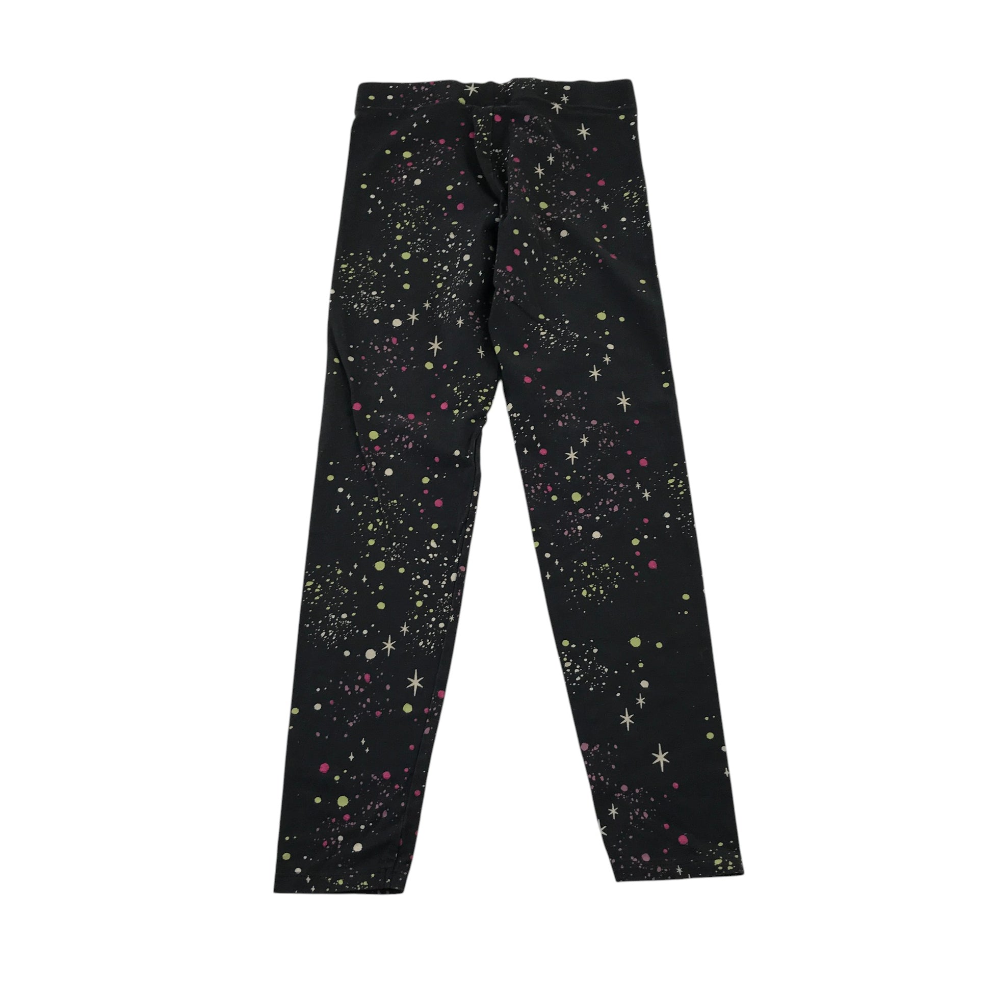 M&S 11-12 years charcoal cellestial splash pattern leggings cotton elastane