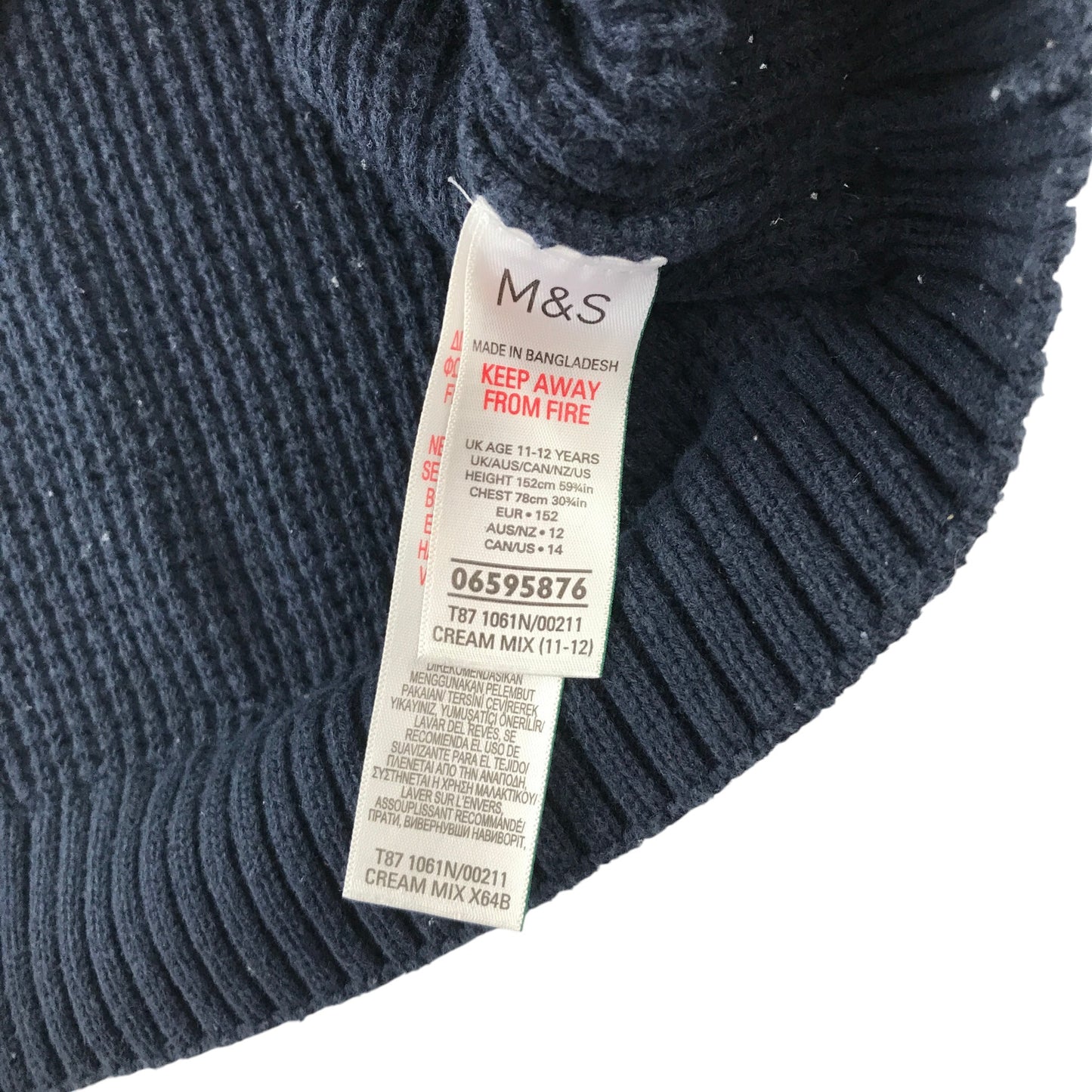 M&S 11-12 years navy and white jumper cotton