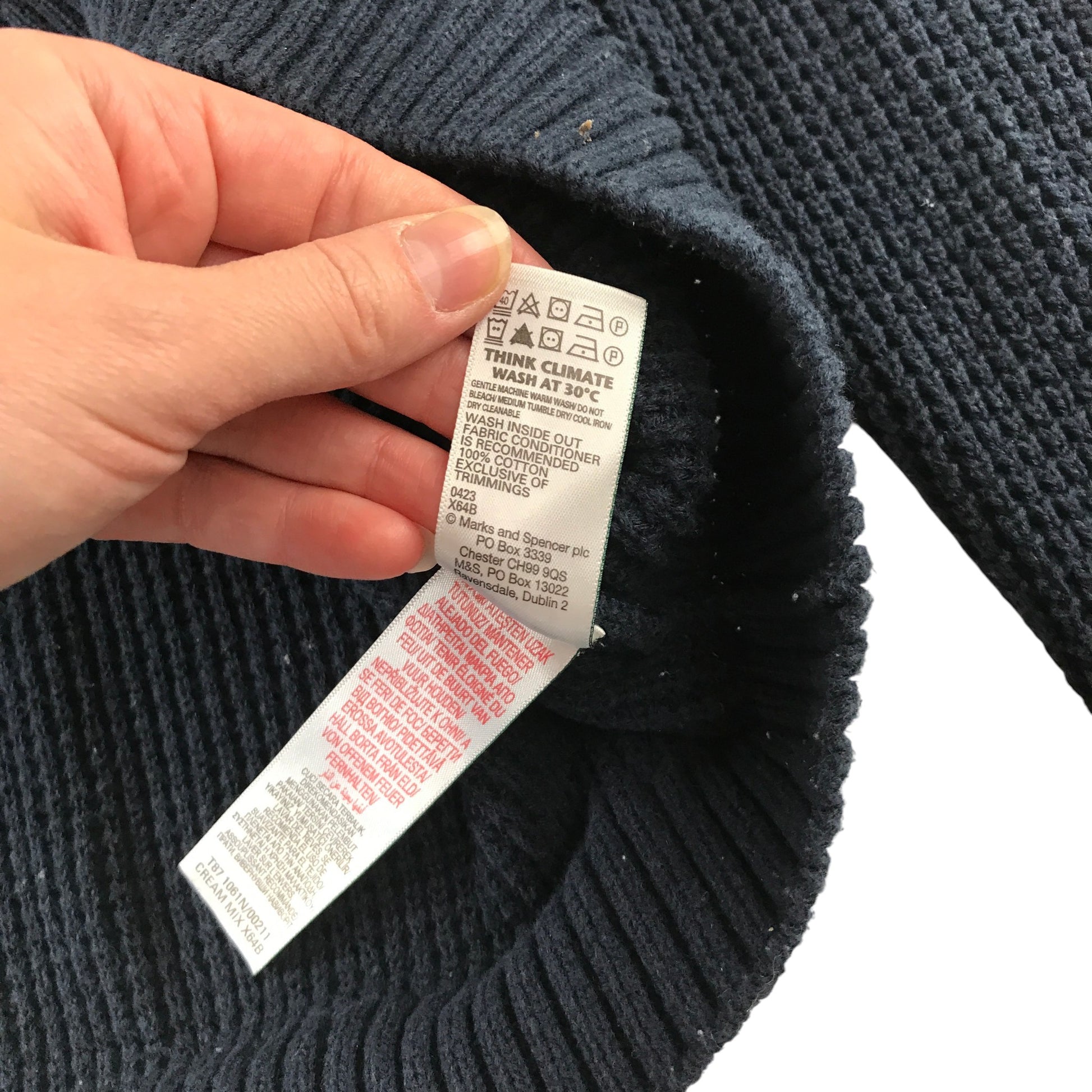 M&S 11-12 years navy and white jumper cotton
