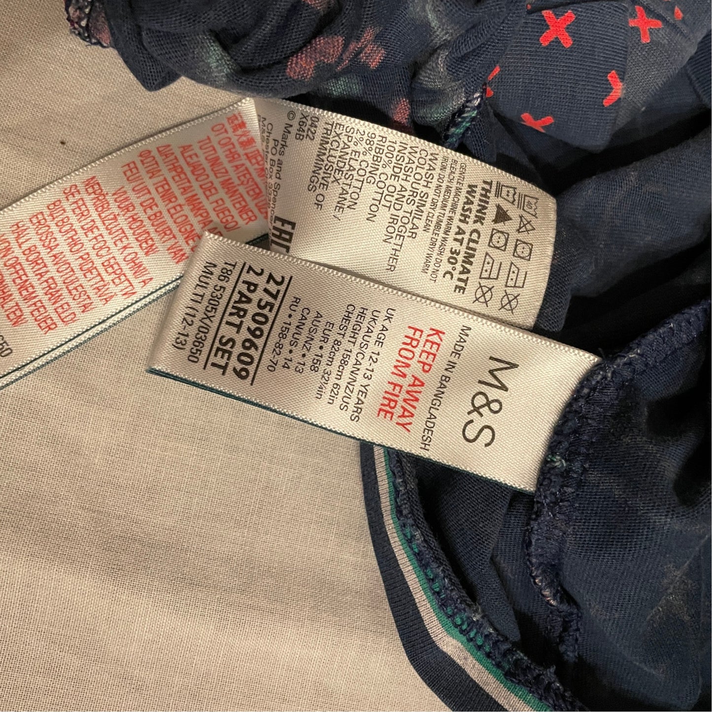 M&S 12-13 years navy blue Christmas gaming pyjama set cotton