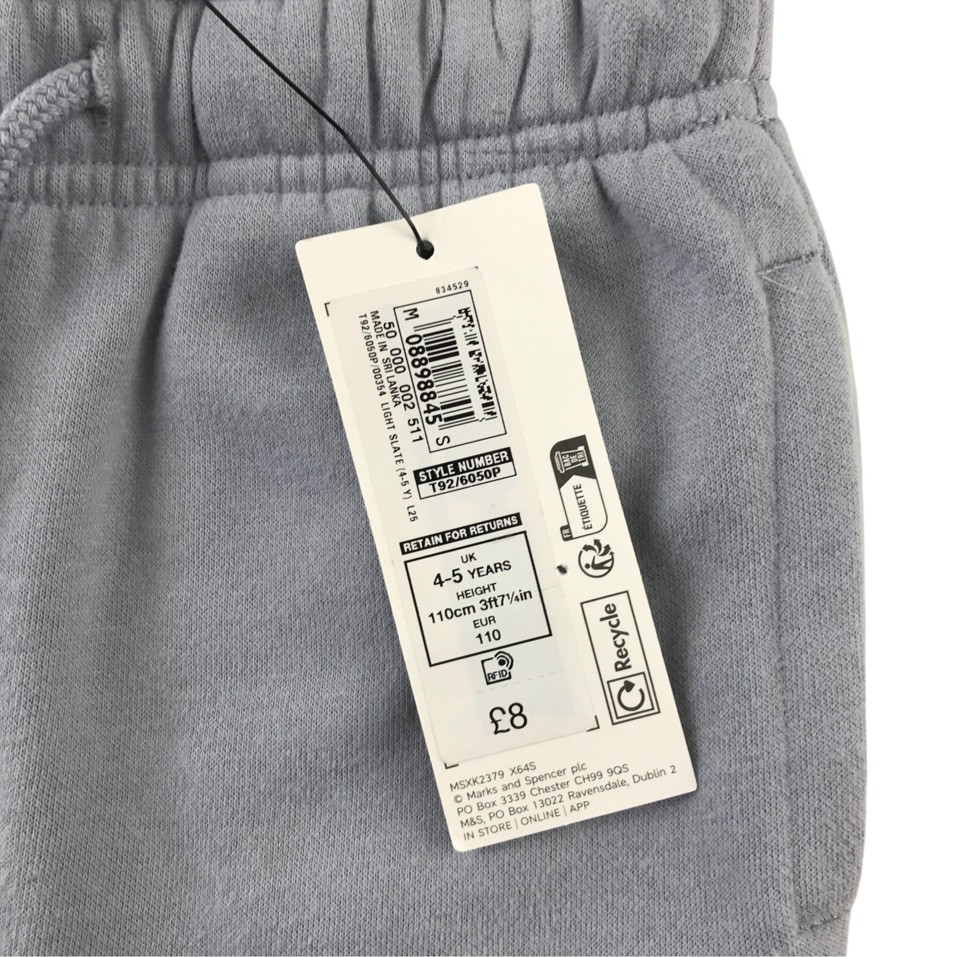M&S 4-5 years grey joggers cotton polyester