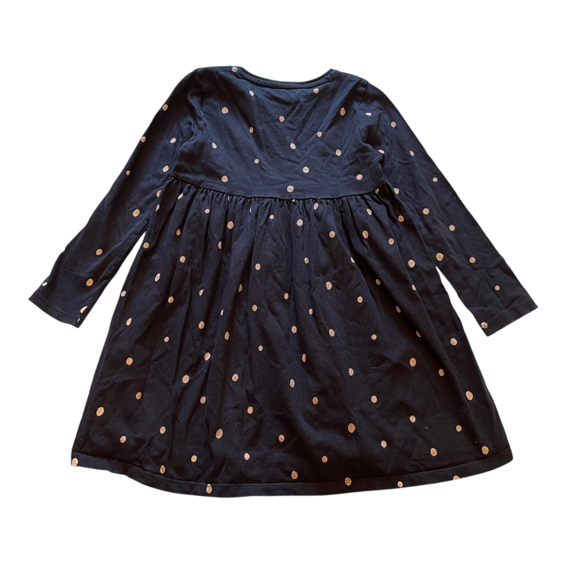 M&S 4-5 years navy blue festive polka dot cotton dress