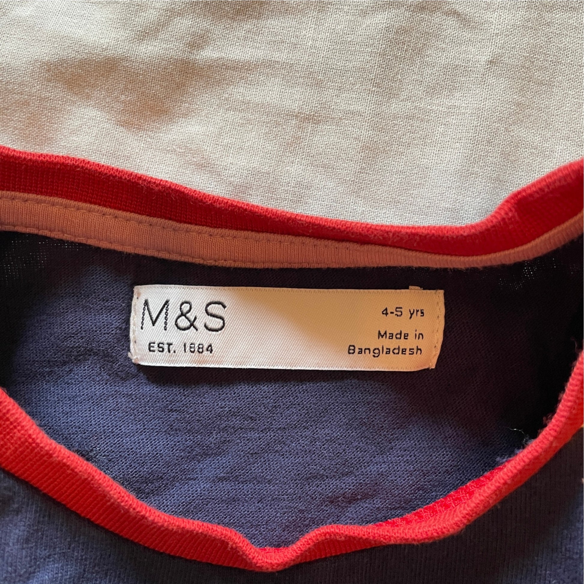 M&S 4-5 years navy blue festive unicorn cotton dress