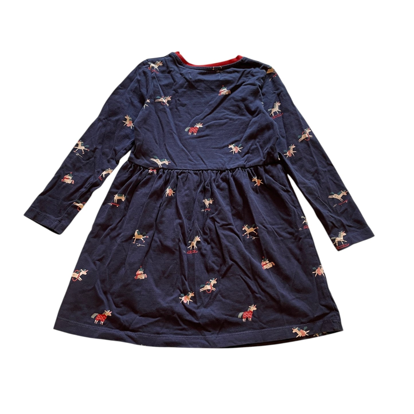 M&S 4-5 years navy blue festive unicorn cotton dress