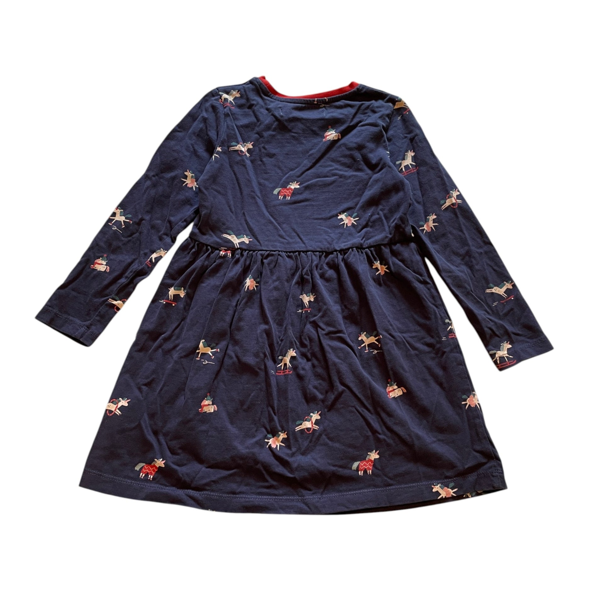 M&S 4-5 years navy blue festive unicorn cotton dress