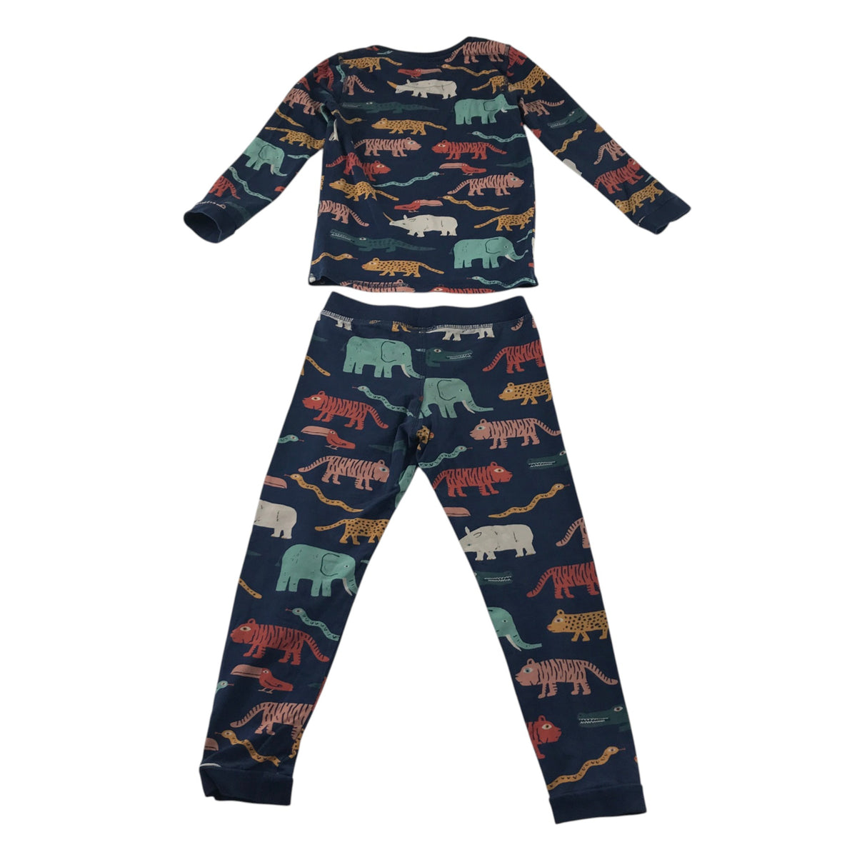 M&S 4-5 years navy blue pyjama set animals cotton