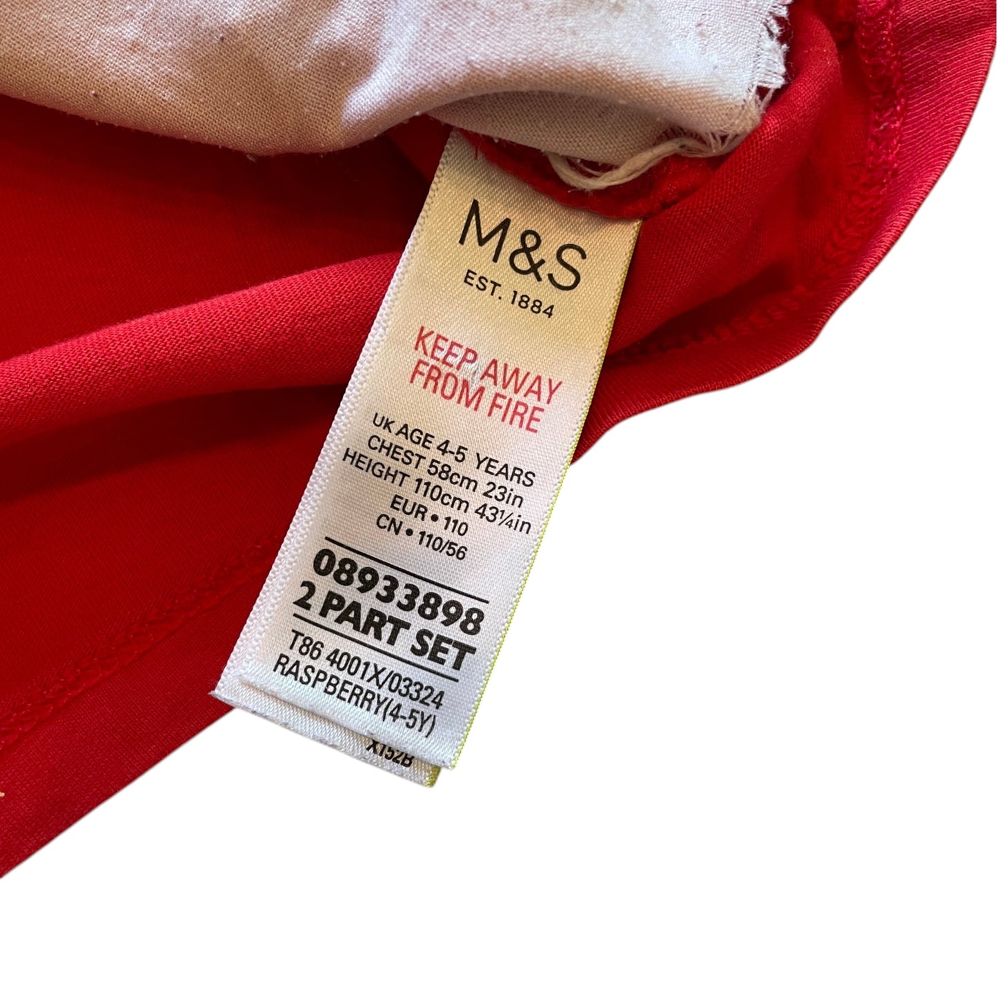 M&S 4-5 years red Christmas unicorn cotton t-shirt