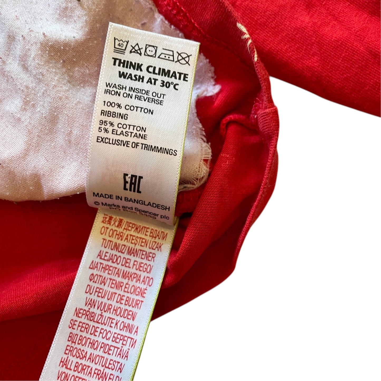 M&S 4-5 years red Christmas unicorn cotton t-shirt