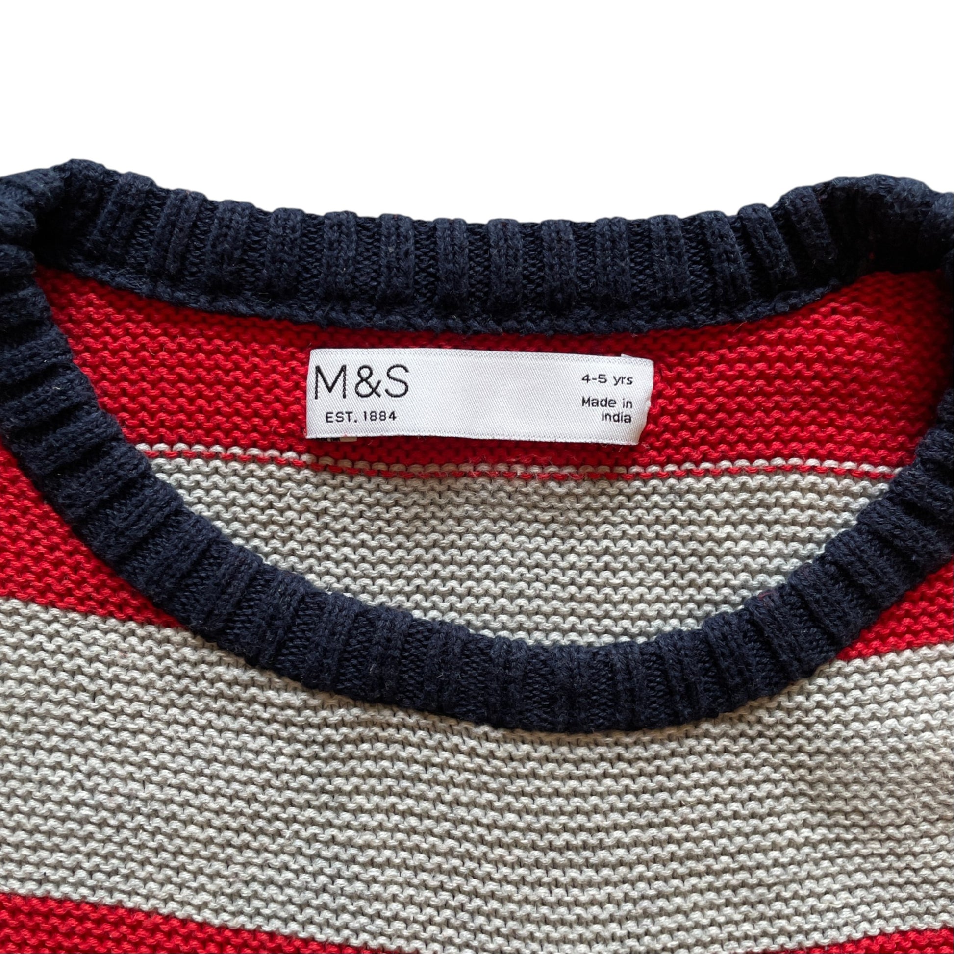 M&S 4-5 years red stripy T-rex tree Christmas jumper cotton