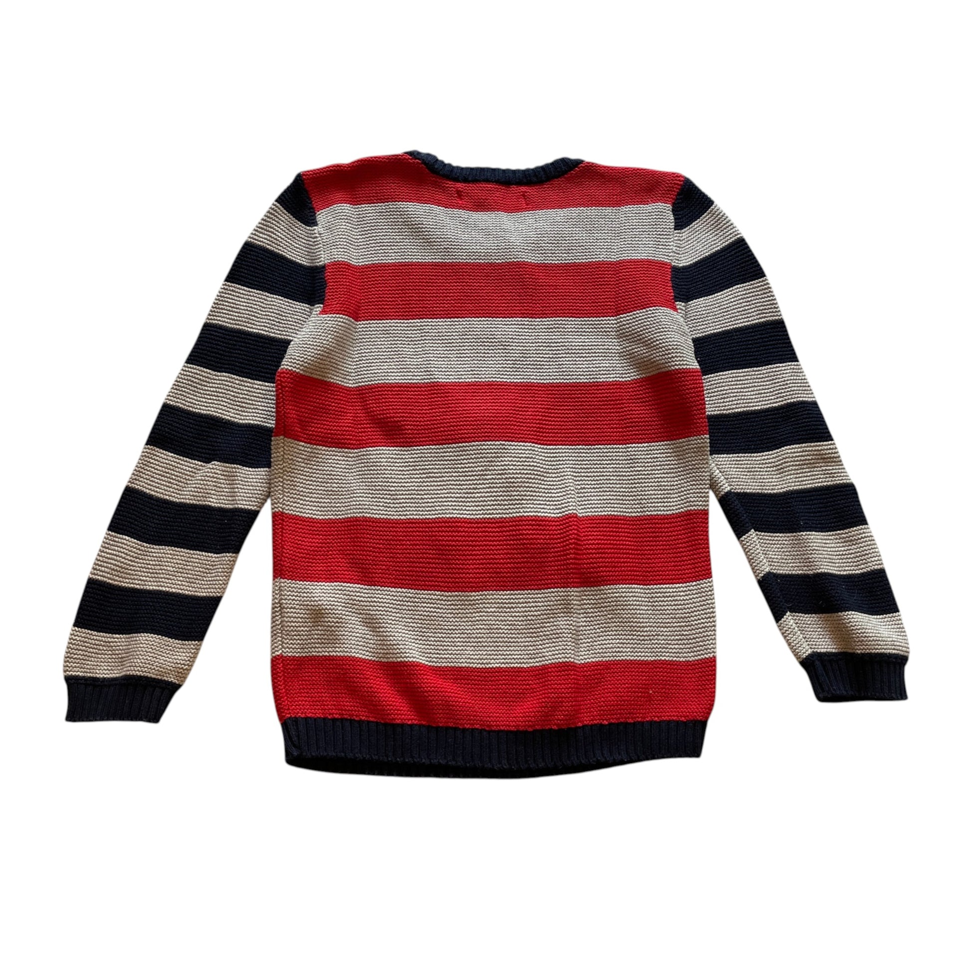 M&S 4-5 years red stripy T-rex tree Christmas jumper cotton