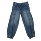 M&S 5-6 years blue cotton jeans barrel leg jogger style