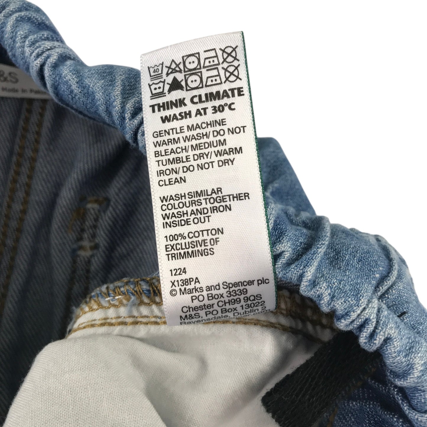 M&S 5-6 years blue cotton jeans barrel leg jogger style