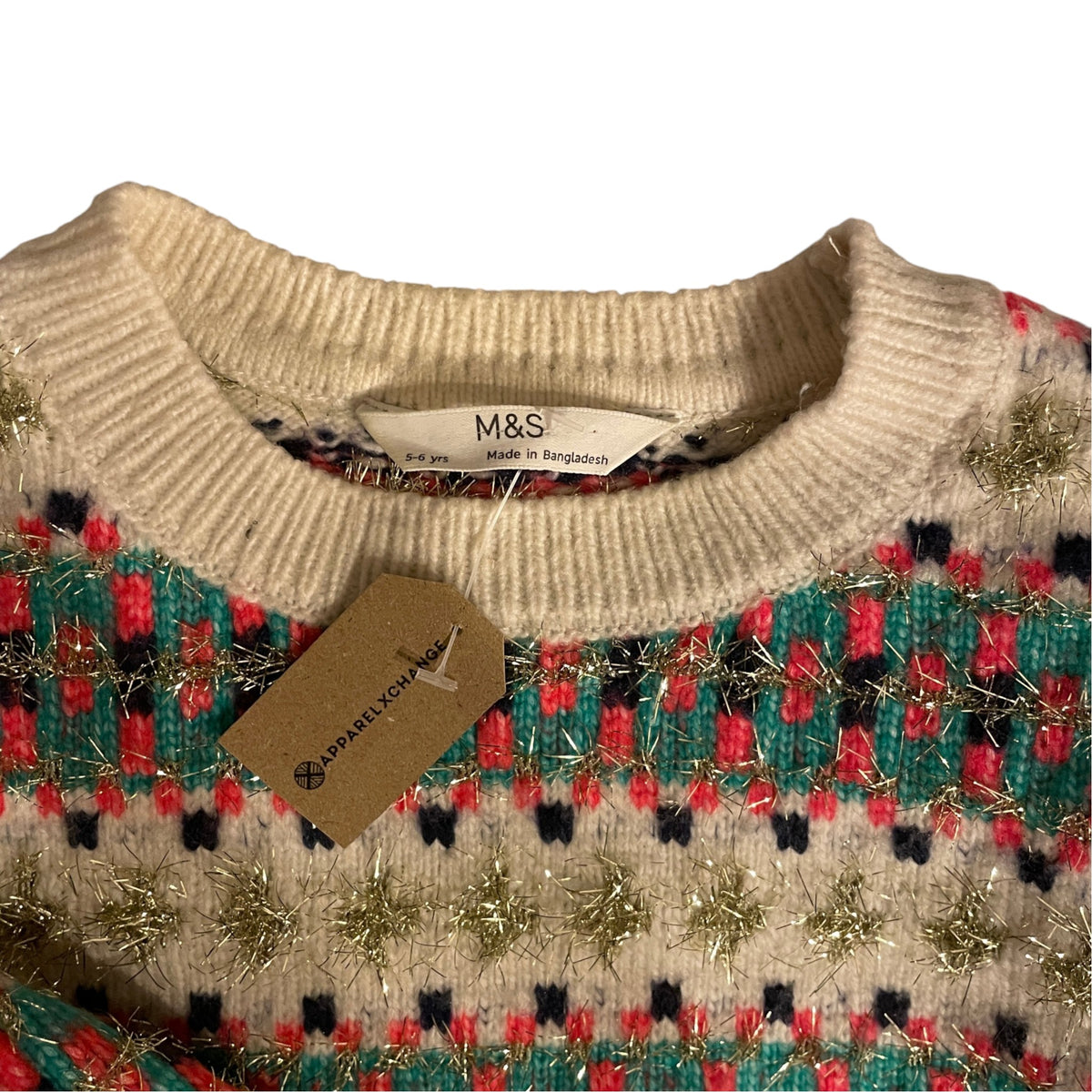 M&S 5-6 years multicolour knitted pattern jumper polyester blend