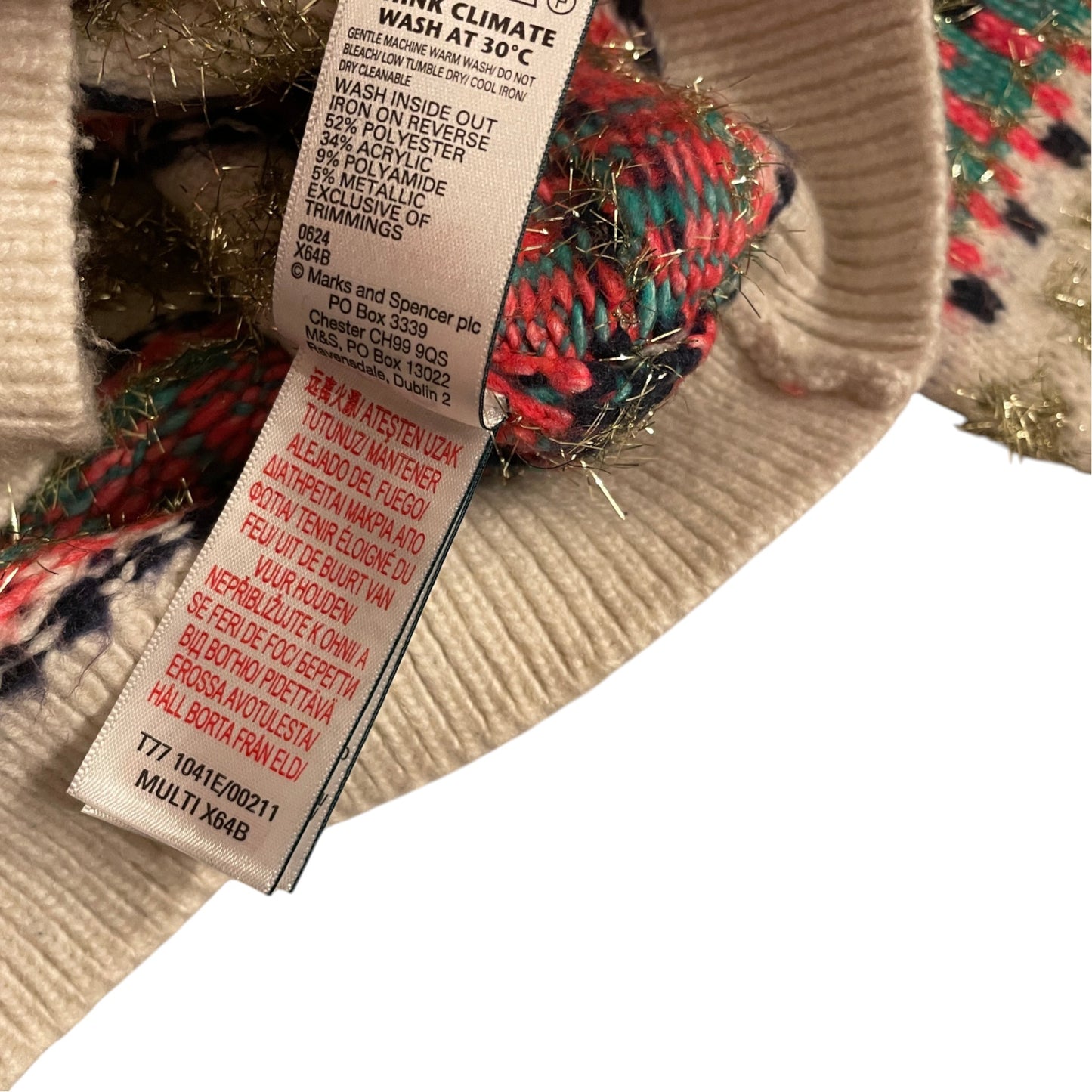 M&S 5-6 years multicolour knitted pattern jumper polyester blend