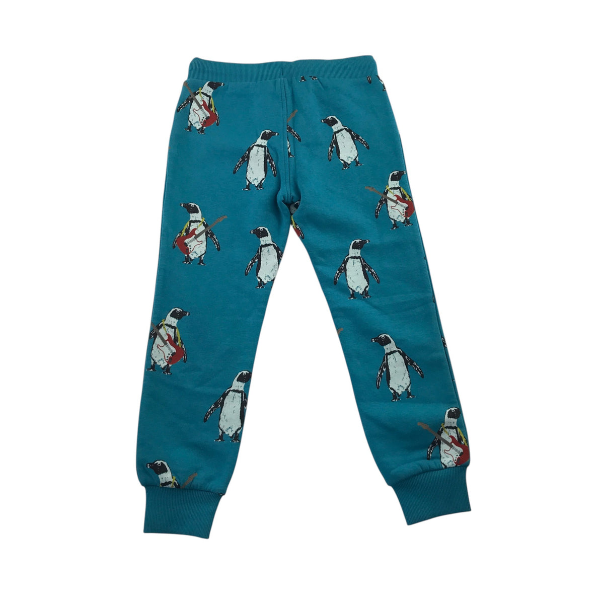 M&S 5-6 years teal joggers rock and roll penguin cotton polyester
