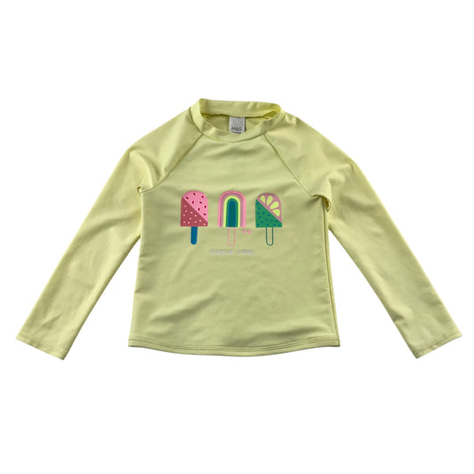 M&S 5-6 years yellow swim top ice lollies polyester elastane