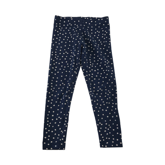 M&S 6-7 years navy blue polka dot leggings cotton elastane