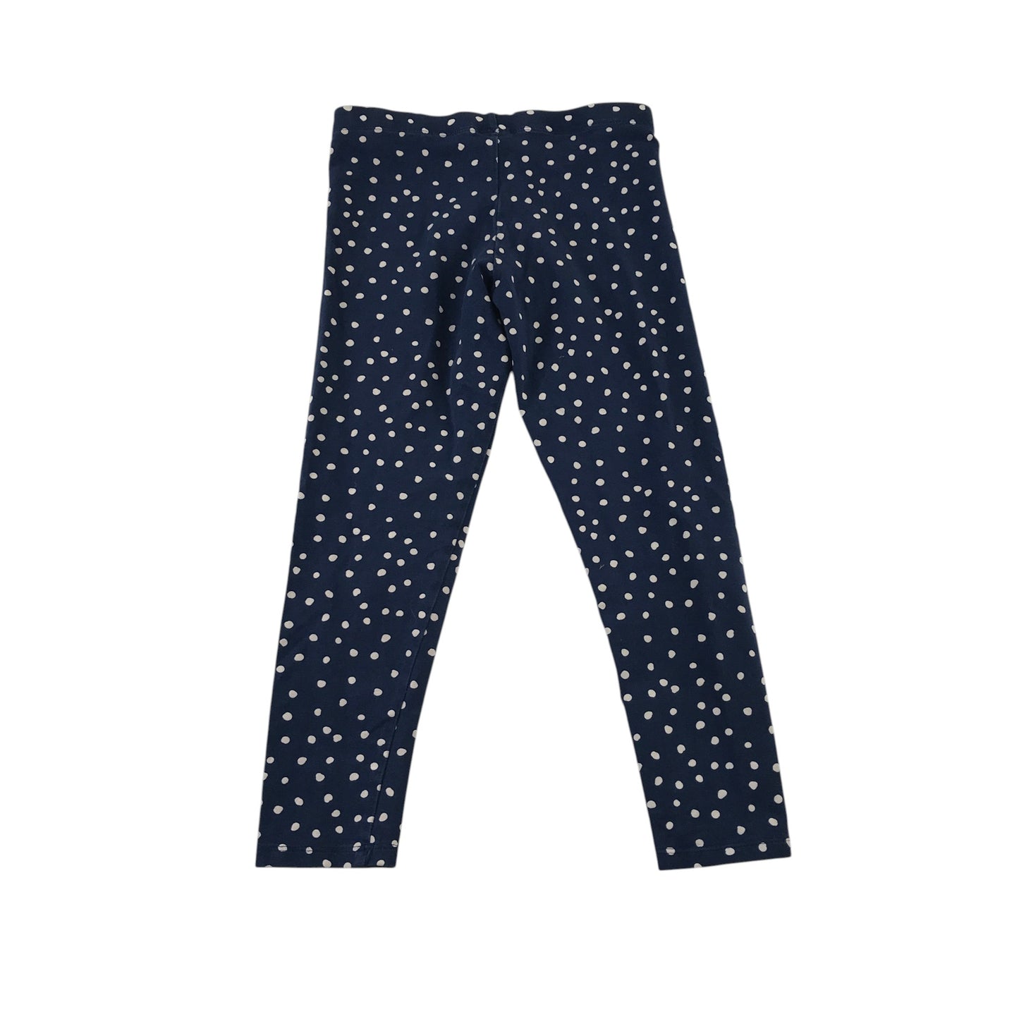 M&S 6-7 years navy blue polka dot leggings cotton elastane