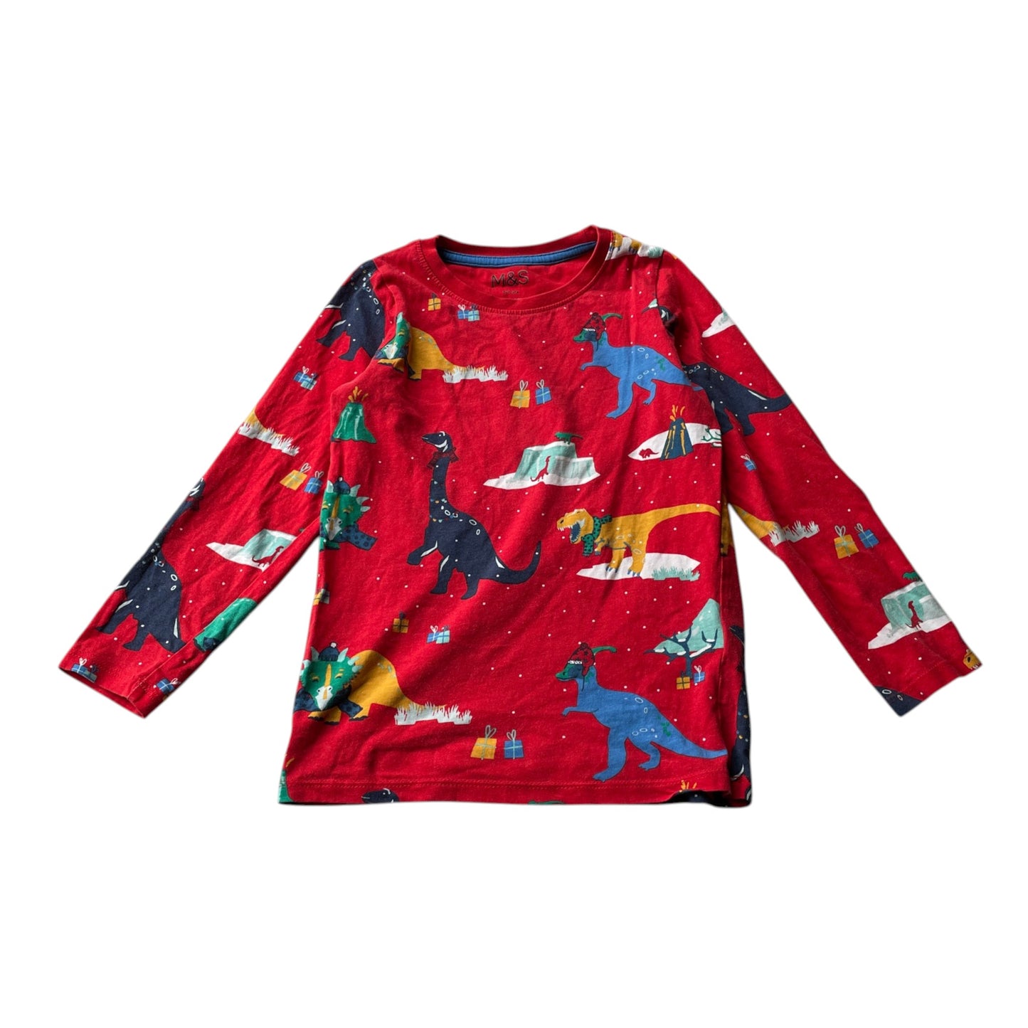 M&S 6-7 years red Christmas pyjama set cotton