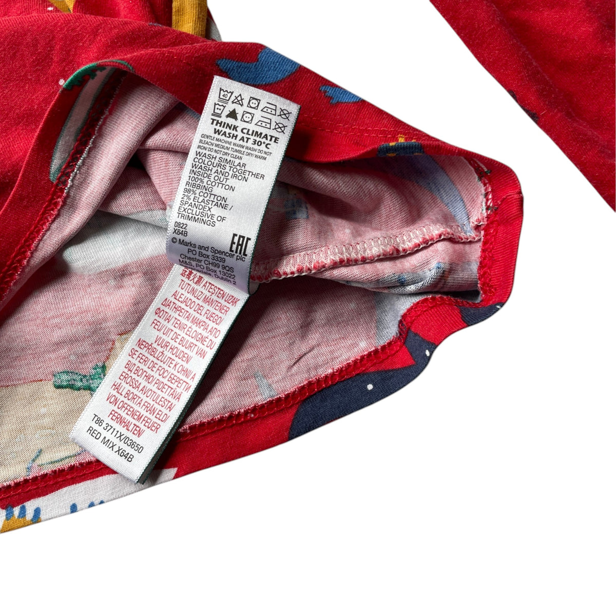 M&S 6-7 years red Christmas pyjama set cotton