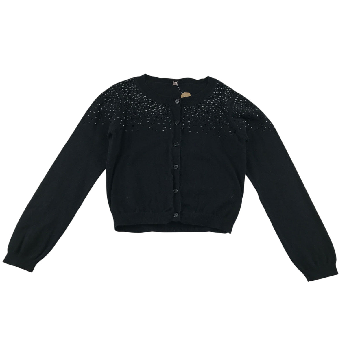 M&S 7-8 years black cardigan gem details cotton polyamide