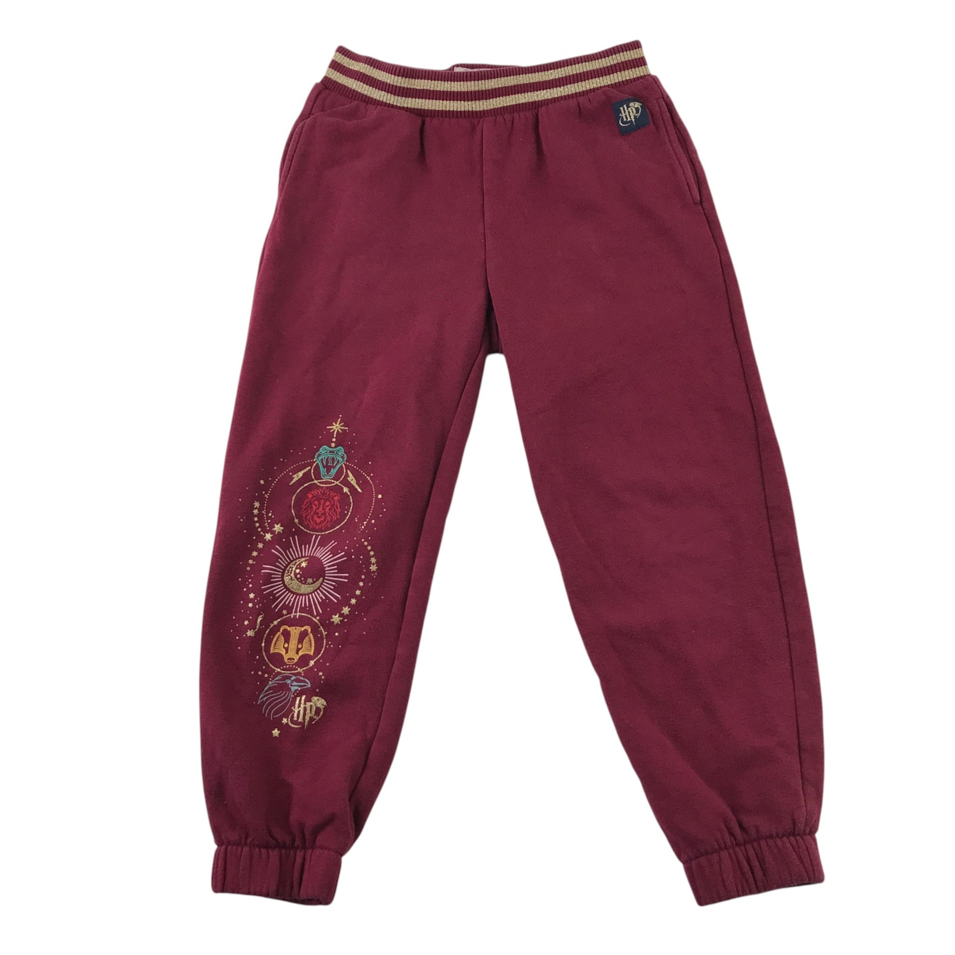 M&S 7-8 years burgundy joggers Harry Potter cotton polyester