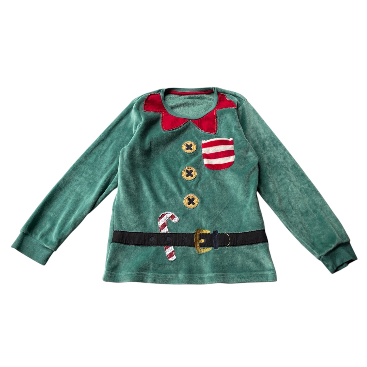 M&S 7-8 years green and red Christmas elf pyjama set polyester elastane