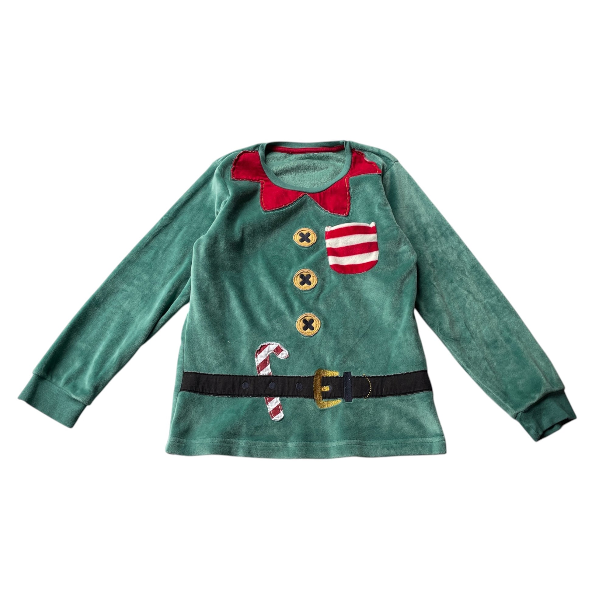 M&S 7-8 years green and red Christmas elf pyjama set polyester elastane