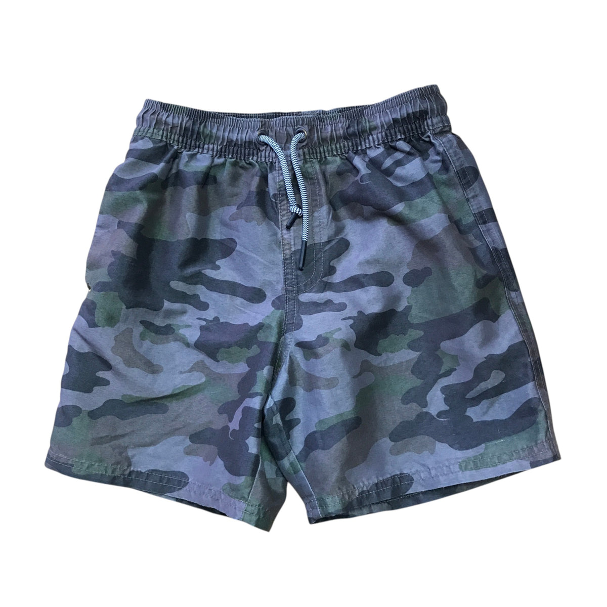 M&S 7-8 years grey and green tone swim trunks camouflage pattern polyester