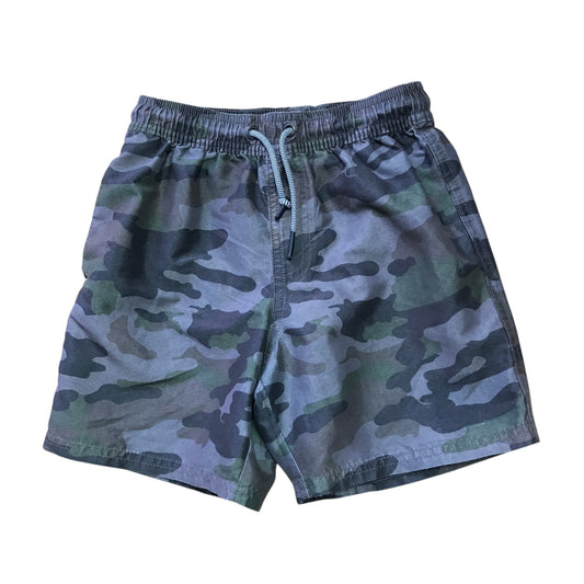 M&S 7-8 years grey and green tone swim trunks camouflage pattern polyester