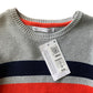 M&S 8-9 years jumper grey navy red stripy cotton