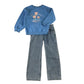 M&S and F&F 6-8 years blue sweater and jeans budle flowers