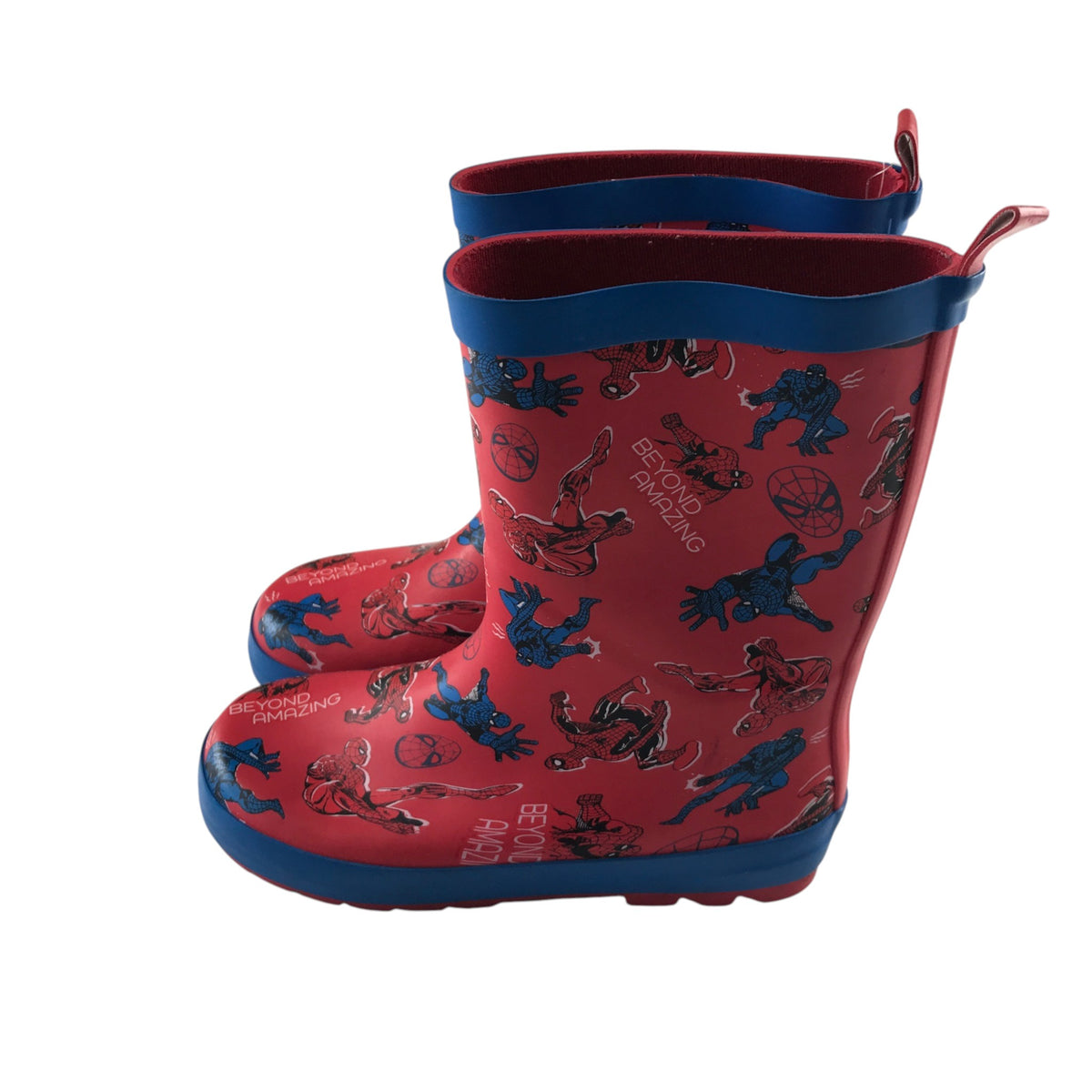 M&S size UK 12 red wellies Spiderman