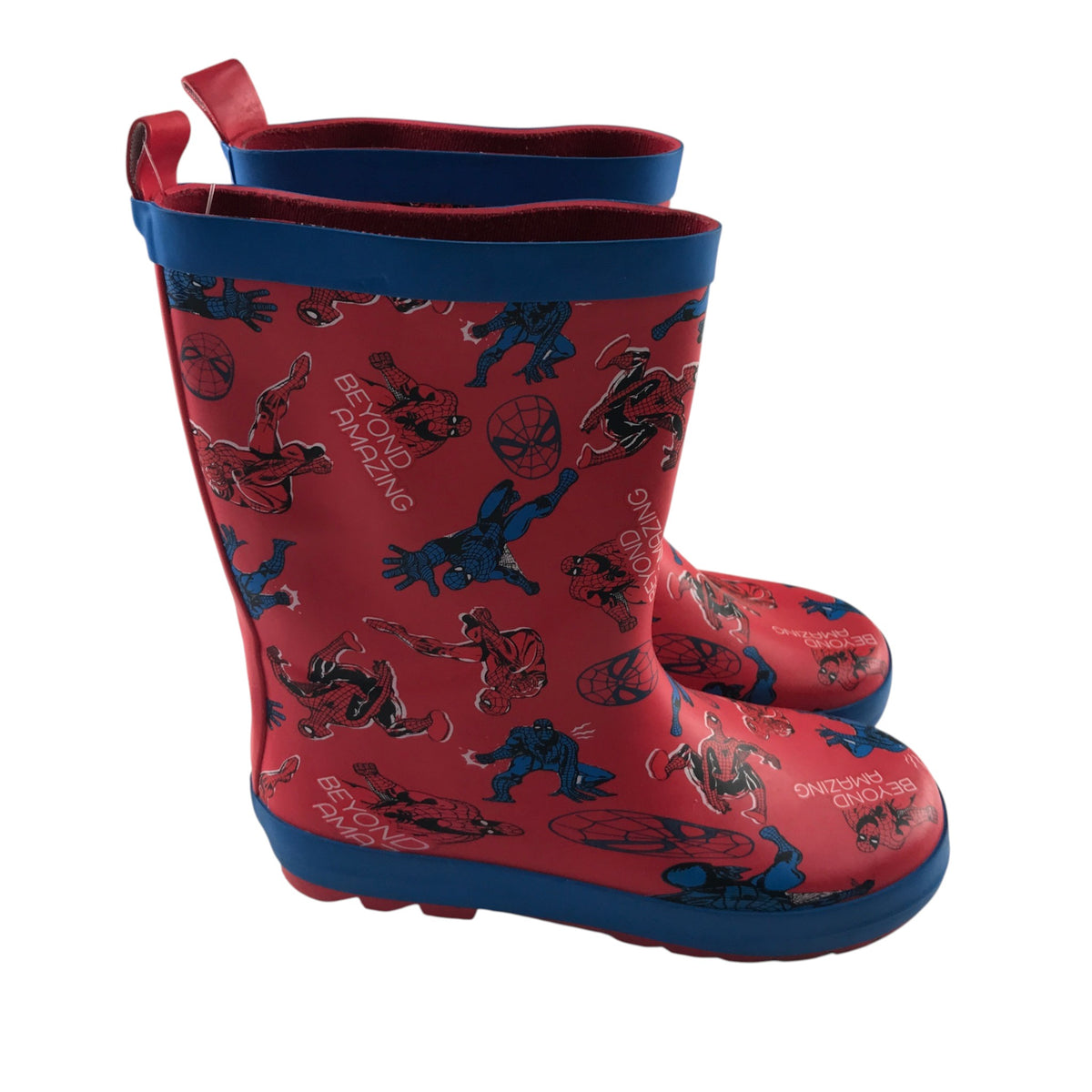 M&S size UK 12 red wellies Spiderman