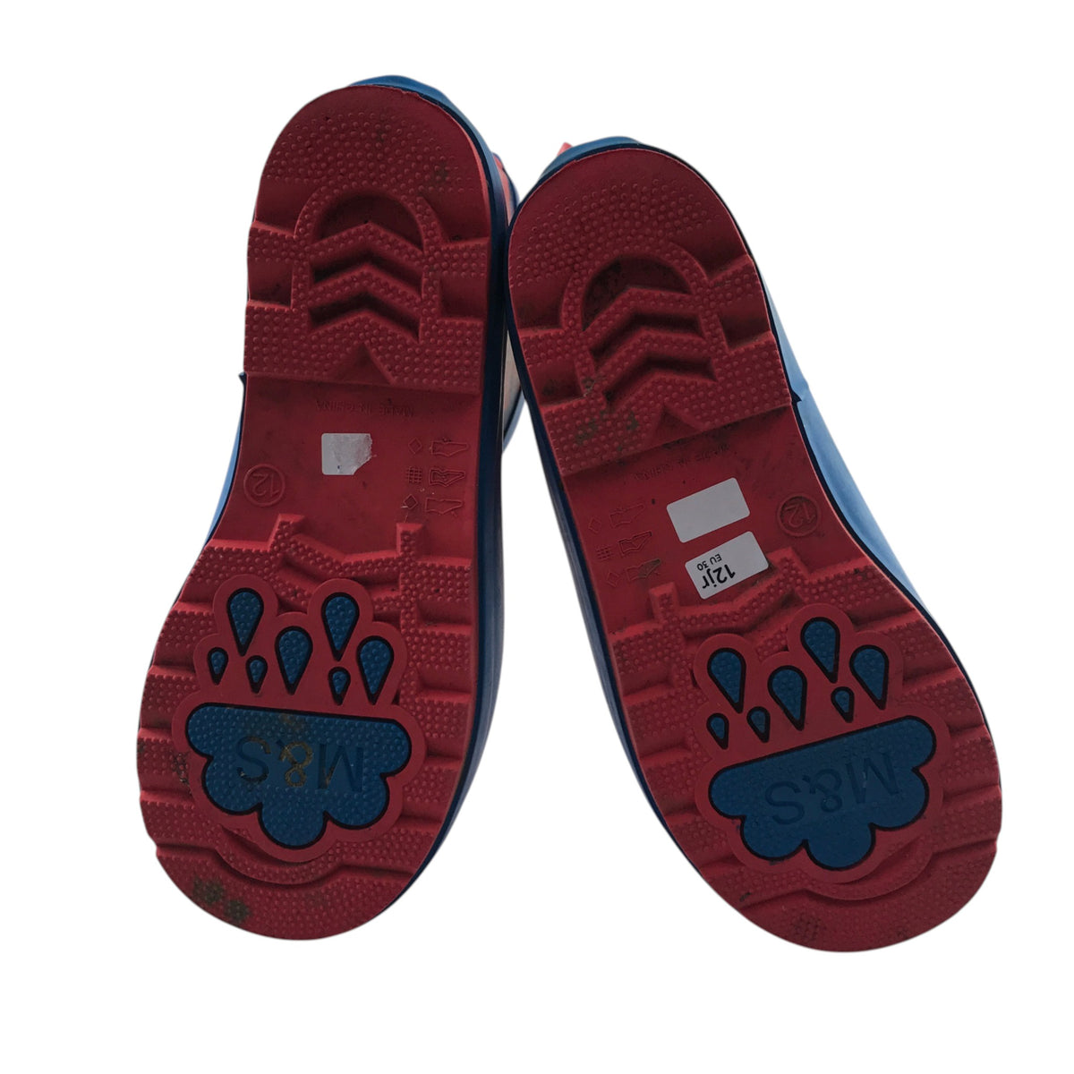 M&S size UK 12 red wellies Spiderman