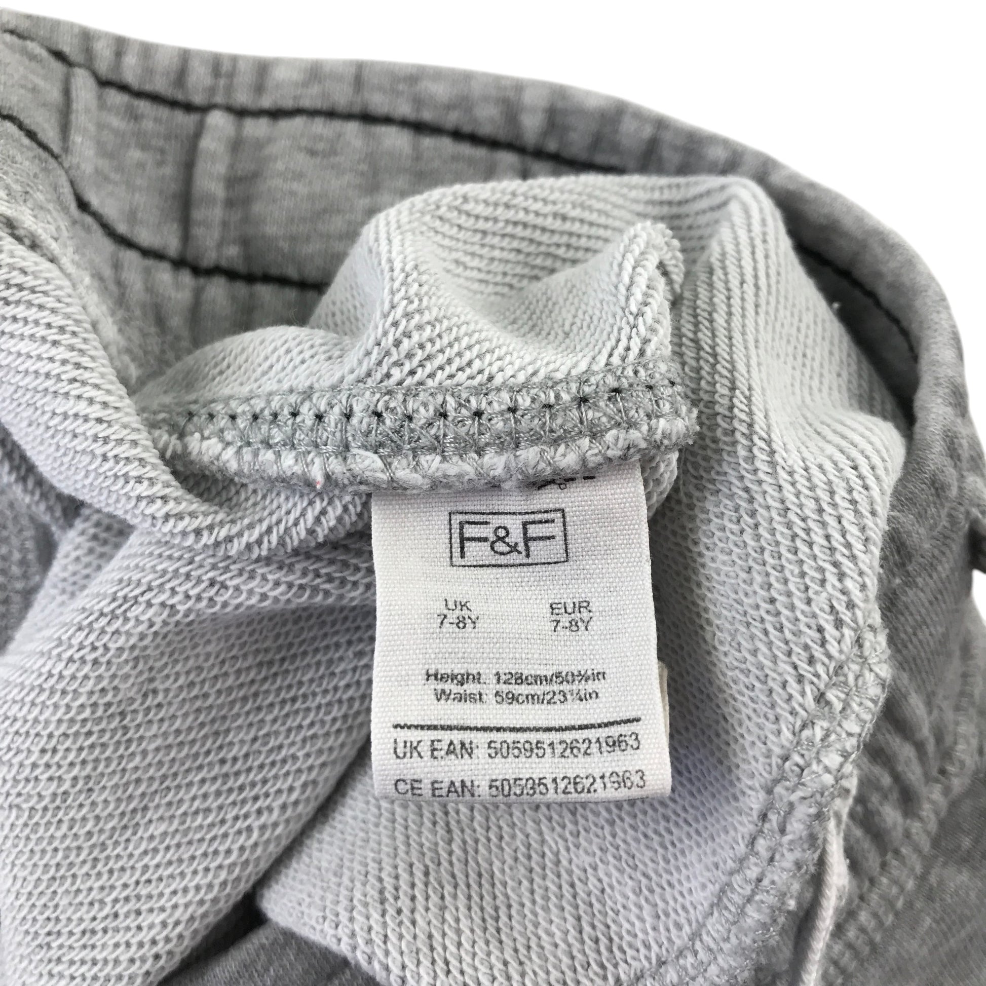 M&S and F&F 7-8 years shorts bundle grey jersey cotton polyester
